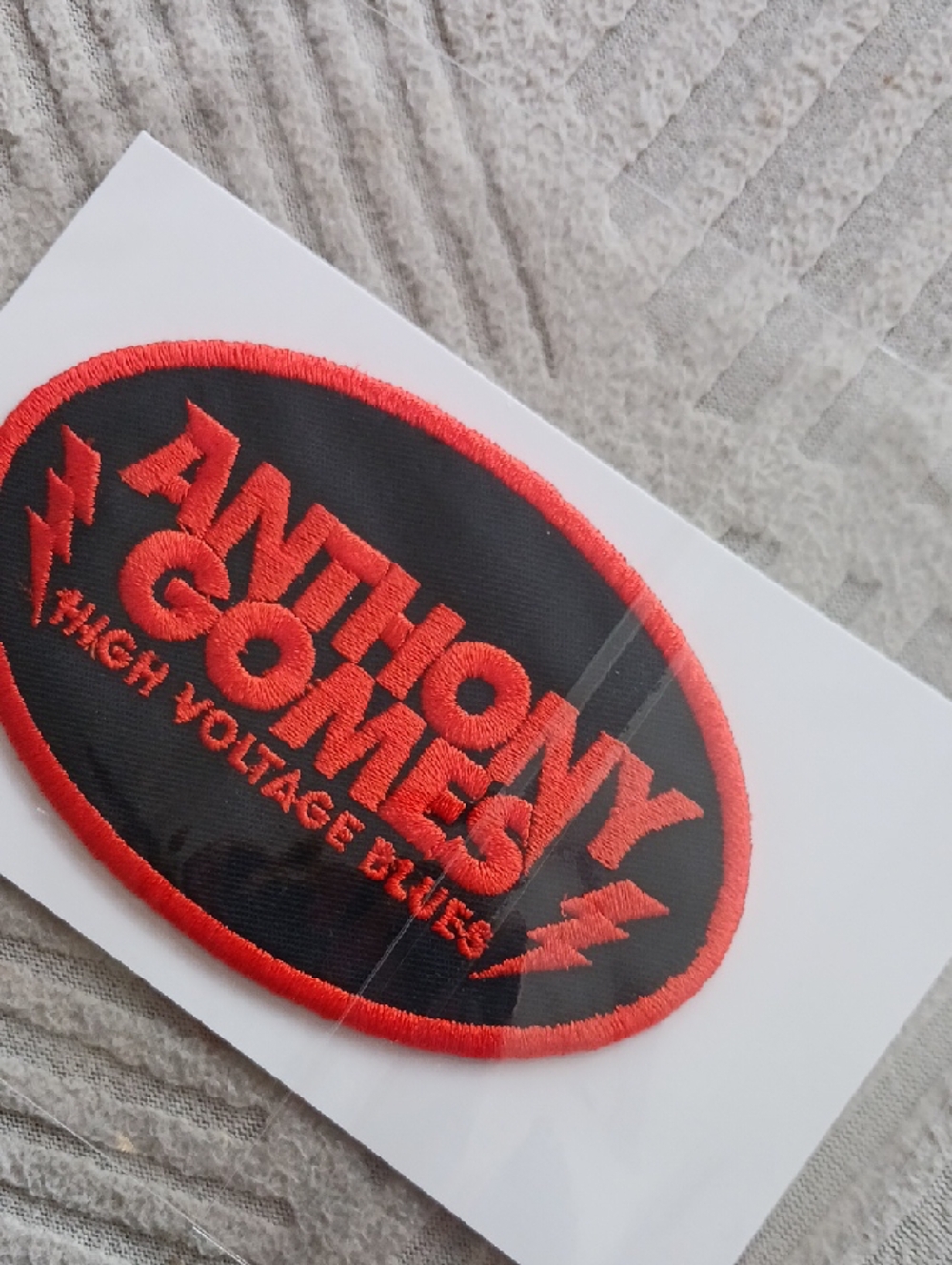 Anthony Gomes Black & Red Embroidered Patch Sticker